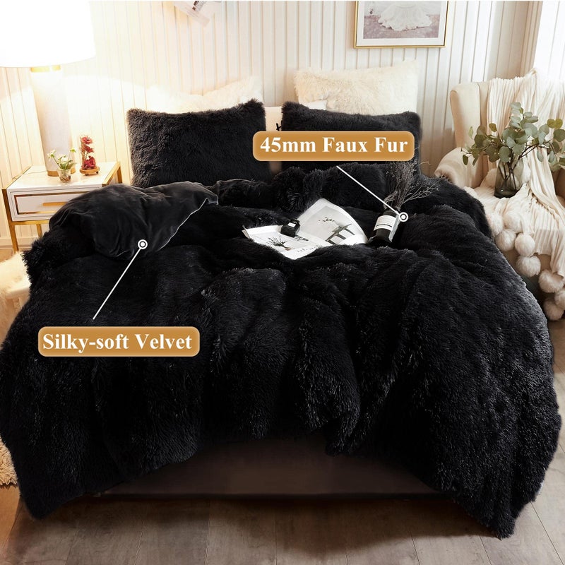 XeGe Plush Shaggy Duvet Cover, Luxury Ultra Soft Crystal Velvet Fuzzy Bedding 1PC, Fluffy Furry Comforter Cover for Bedroom Home Decoration(1 Faux Fur Duvet Cover), Zipper Closure (Twin, Camel) - Image 2